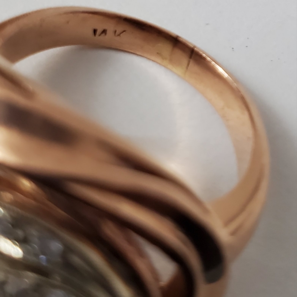 Watch Video / Antique Edwarian 14K ROSE GOLD SAPPHIRE DIAMOND RING - Picture 8 of 12